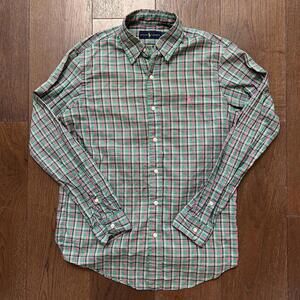 Ralph Lauren Green and Pink Plaid Button-Up Shirt Men's Small